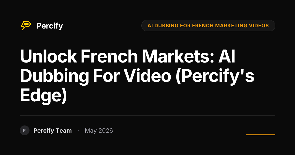 Unlock French Markets: AI Dubbing for Video (Percify's Edge) - Percify AI Avatar Blog Cover