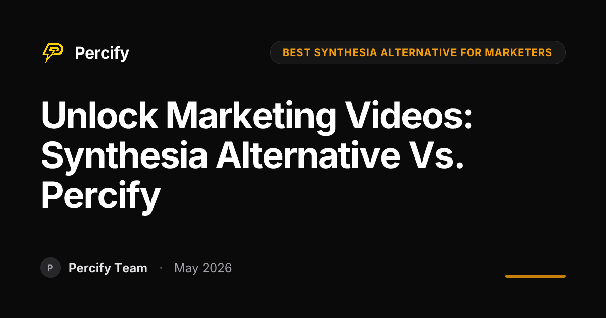 Unlock Marketing Videos: Synthesia Alternative vs. Percify - Percify AI Avatar Blog Cover