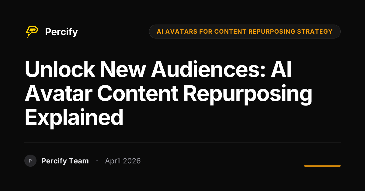 Unlock New Audiences: AI Avatar Content Repurposing Explained - Percify AI Avatar Blog Cover