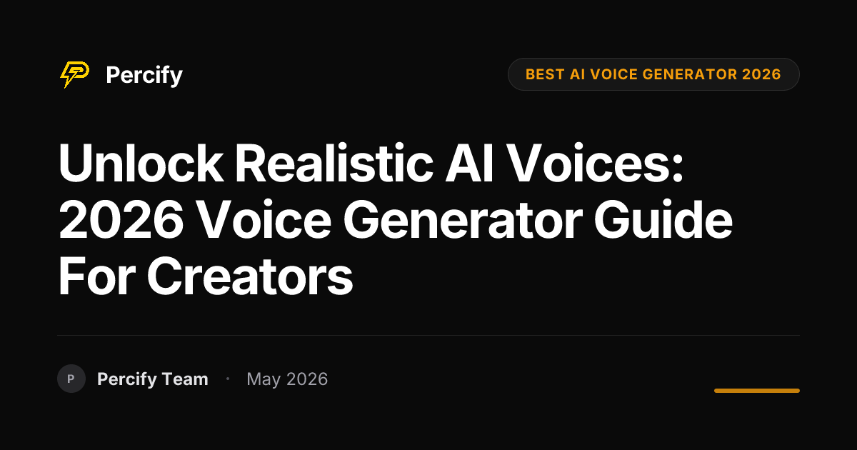 Unlock Realistic AI Voices: 2026 Voice Generator Guide for Creators - Percify AI Avatar Blog Cover
