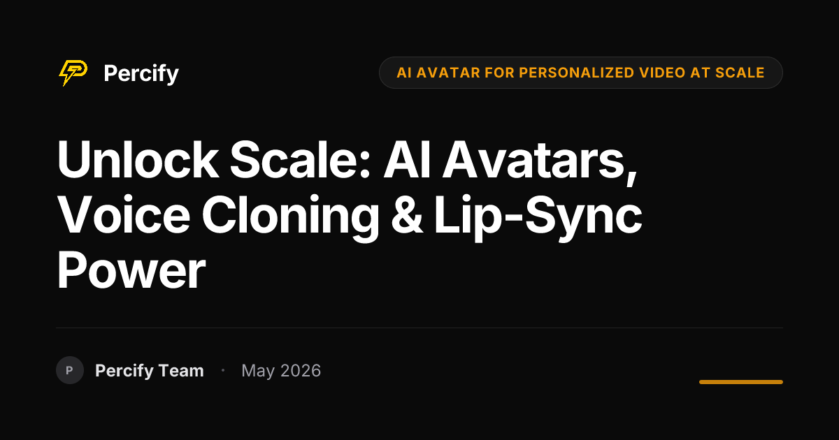 Unlock Scale: AI Avatars, Voice Cloning & Lip-Sync Power - Percify AI Avatar Blog Cover