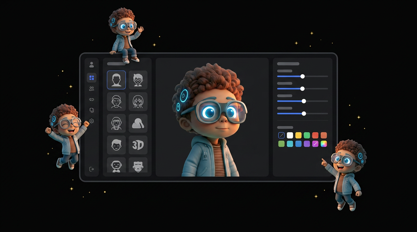 Percify AI avatar generator showing the creation interface with style options, customization sliders, and generated avatar preview