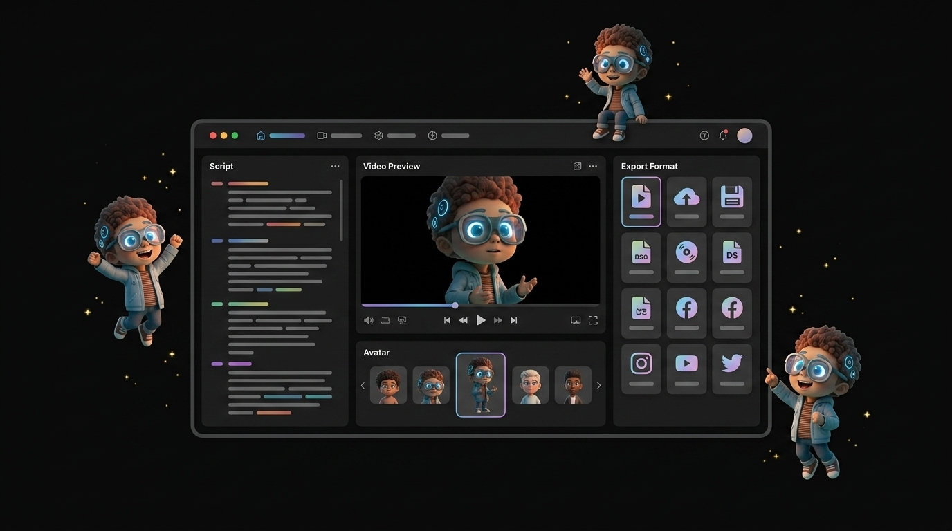 Percify AI video avatar generator showing script-to-video workflow with avatar selection and video preview