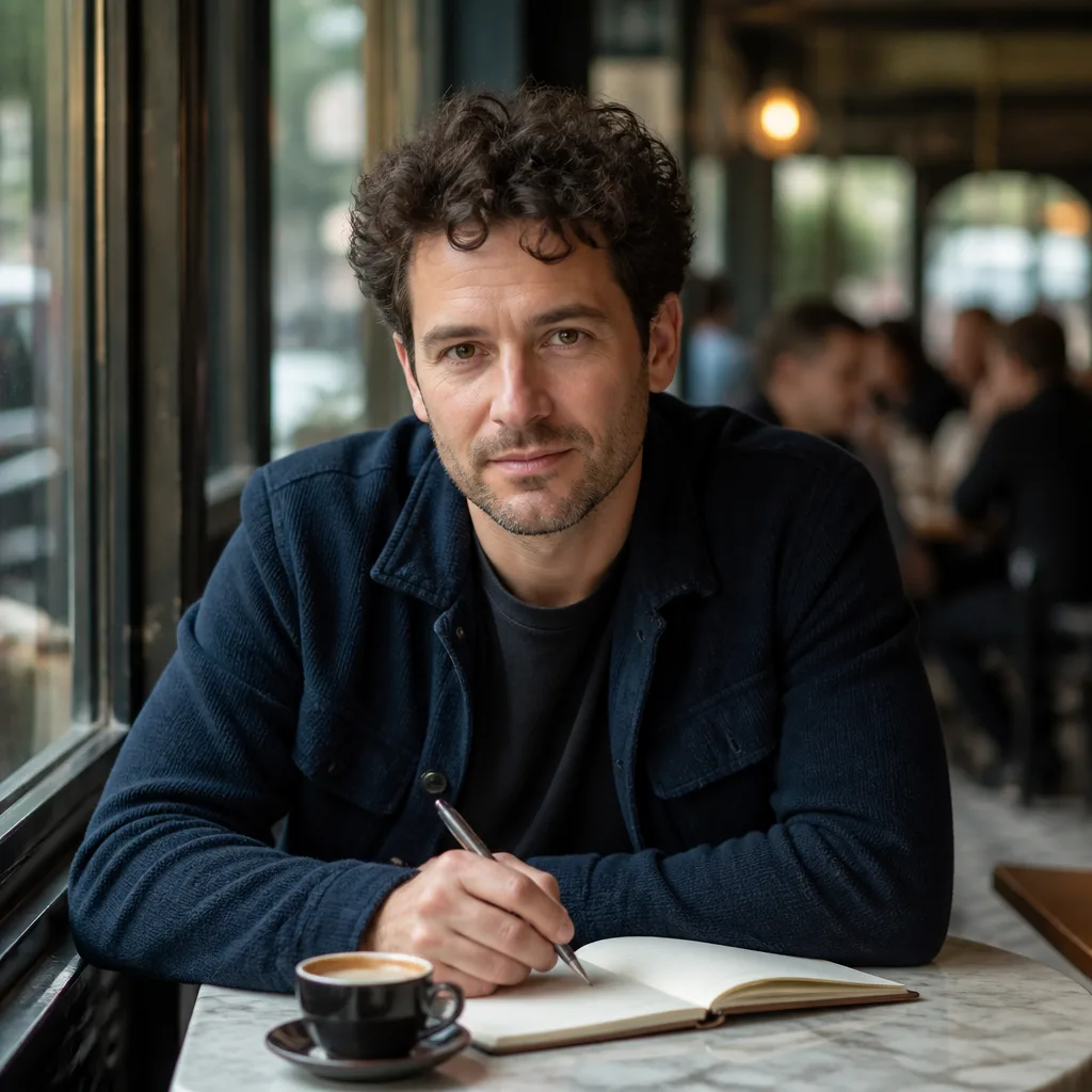 Essayist in a café