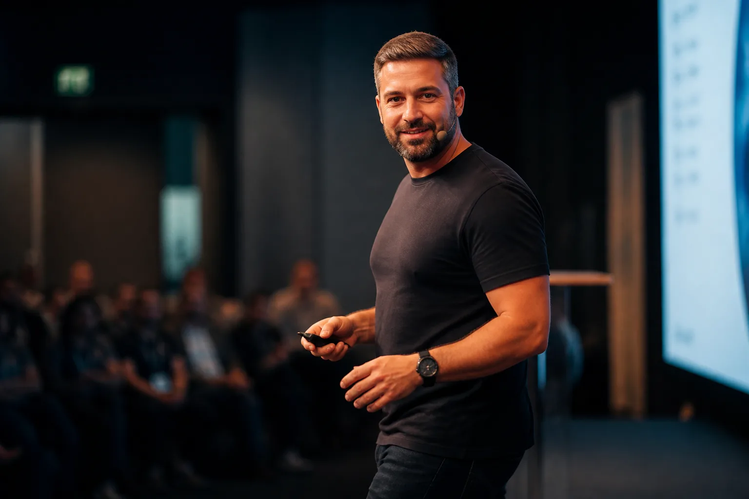Sales trainer on stage